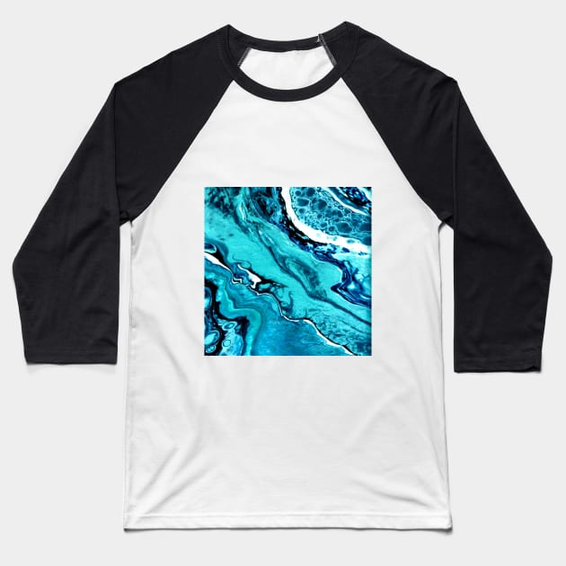 Turquoise Teal Blue - Art Baseball T-Shirt by WallStreet Arts